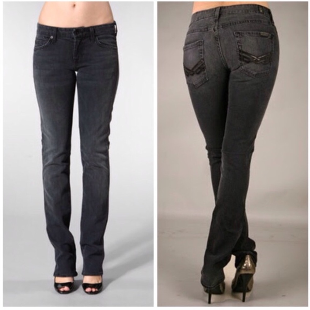 7 For All Mankind Carolyn Black Gray Washed Faded Stretch